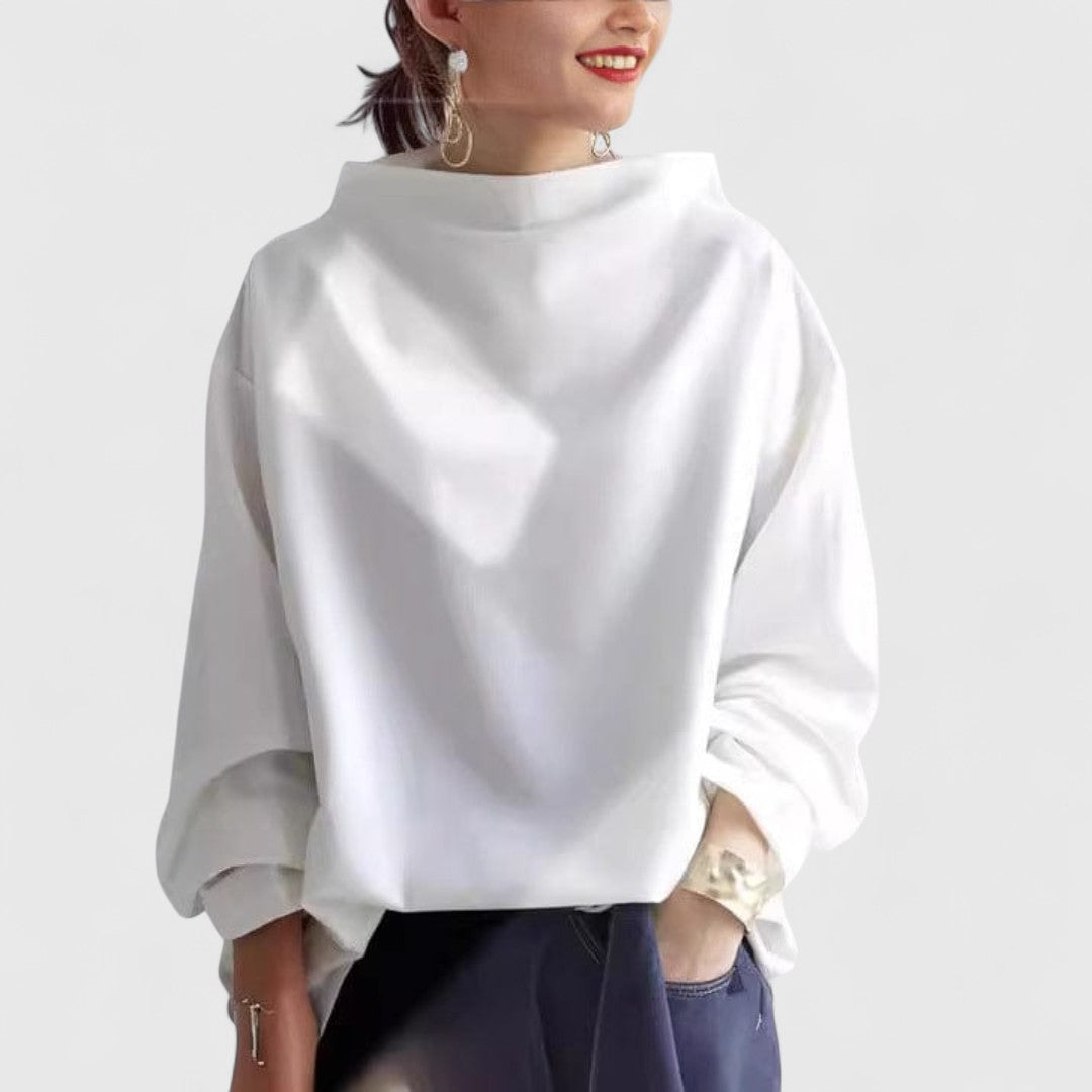 Mihaela - Bluză casual cu guler înalt, practică și confortabilă