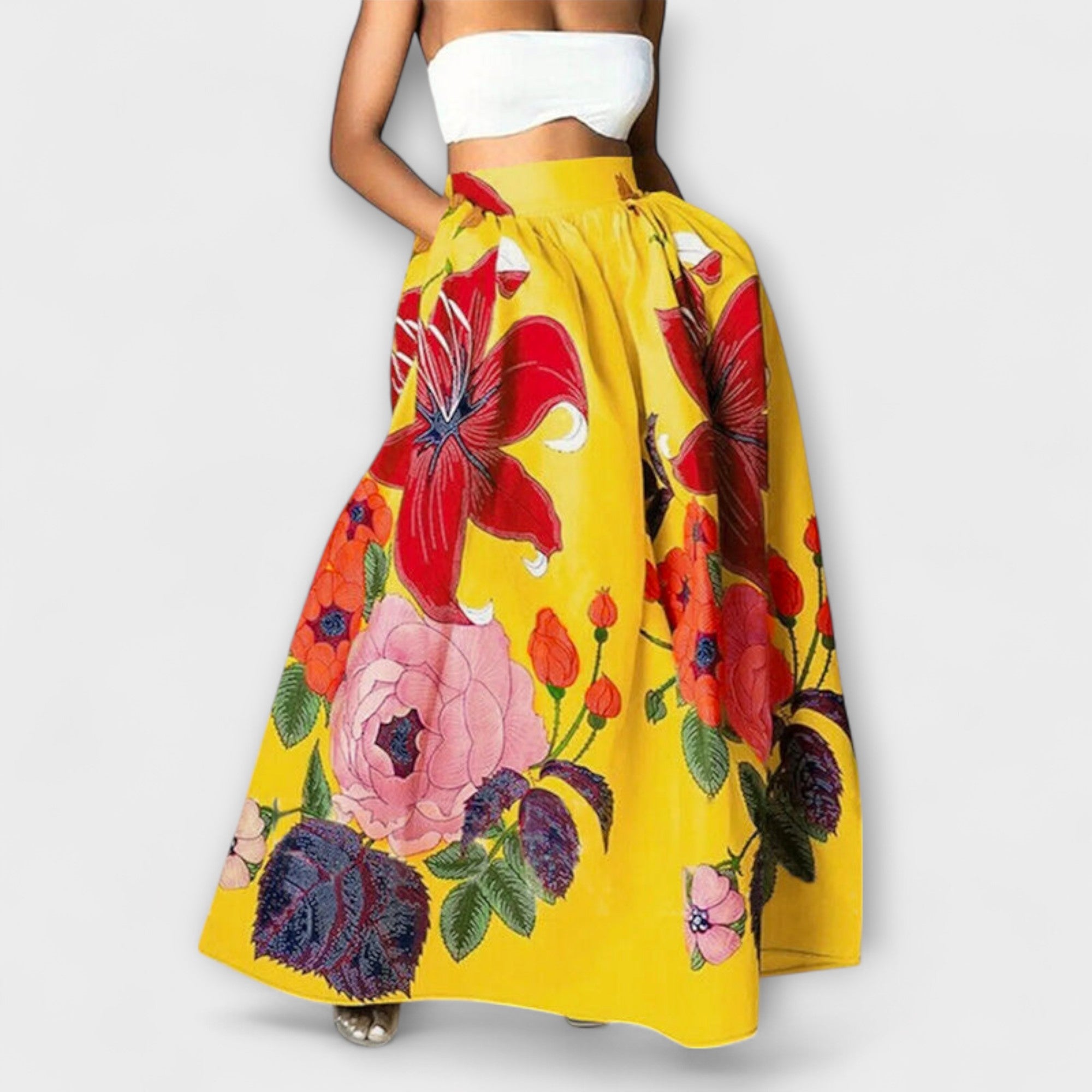 Ysolda - Rochie elegantă cu talie înaltă și imprimeu floral