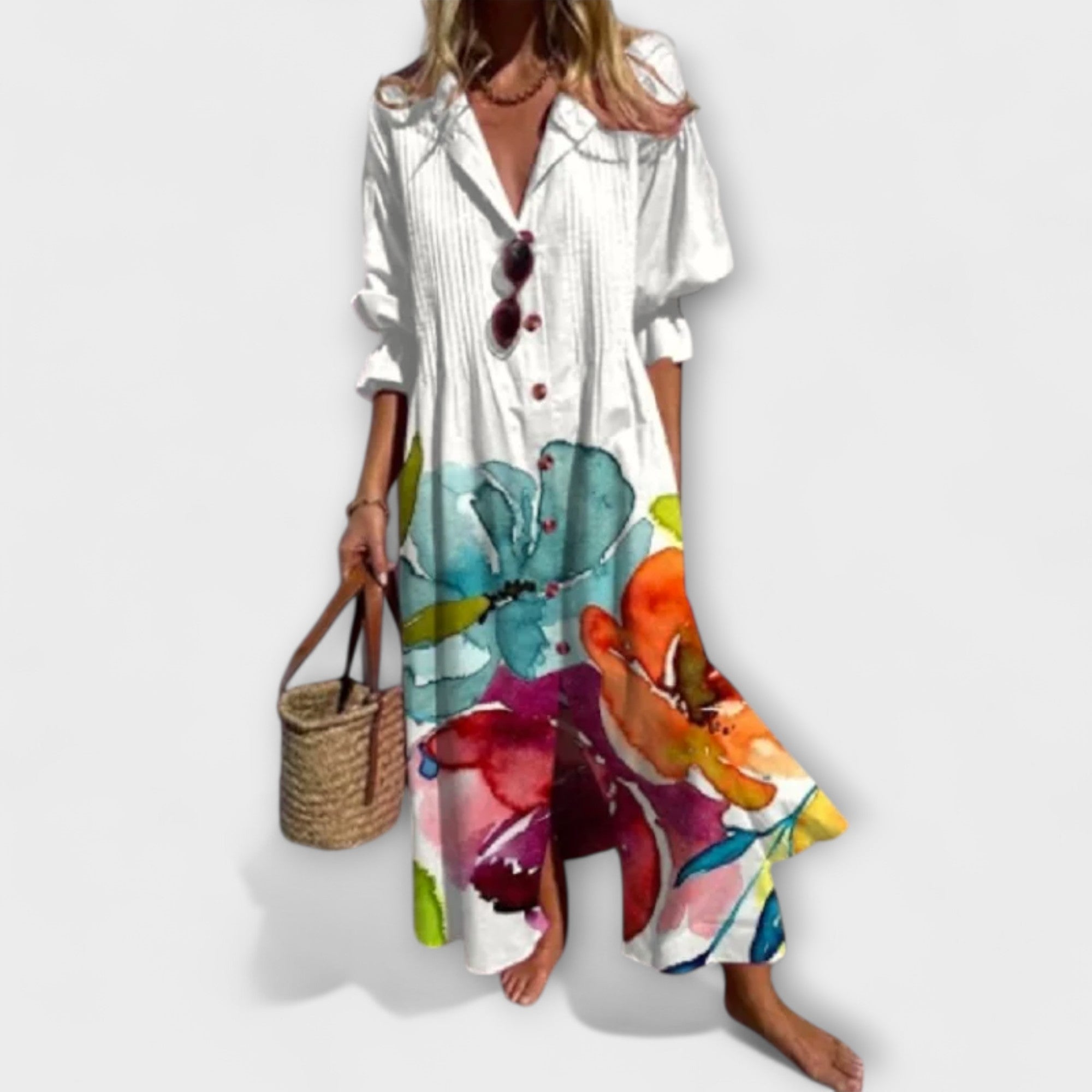 Lila - Rochie maxi flatantă cu acoperire pentru abdomen
