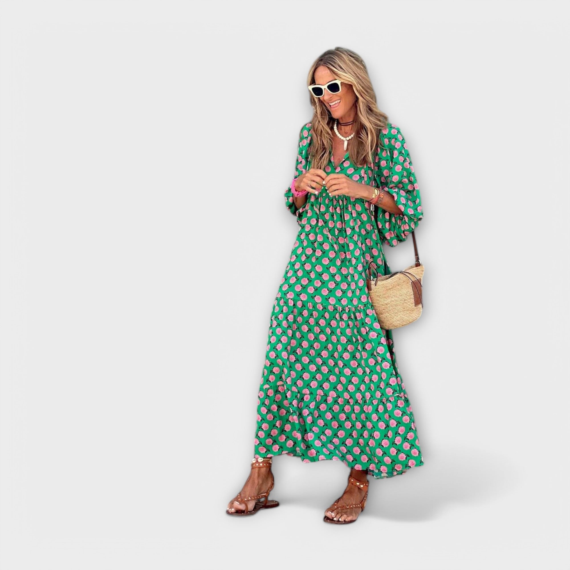 Rochie maxi geometrică elegantă