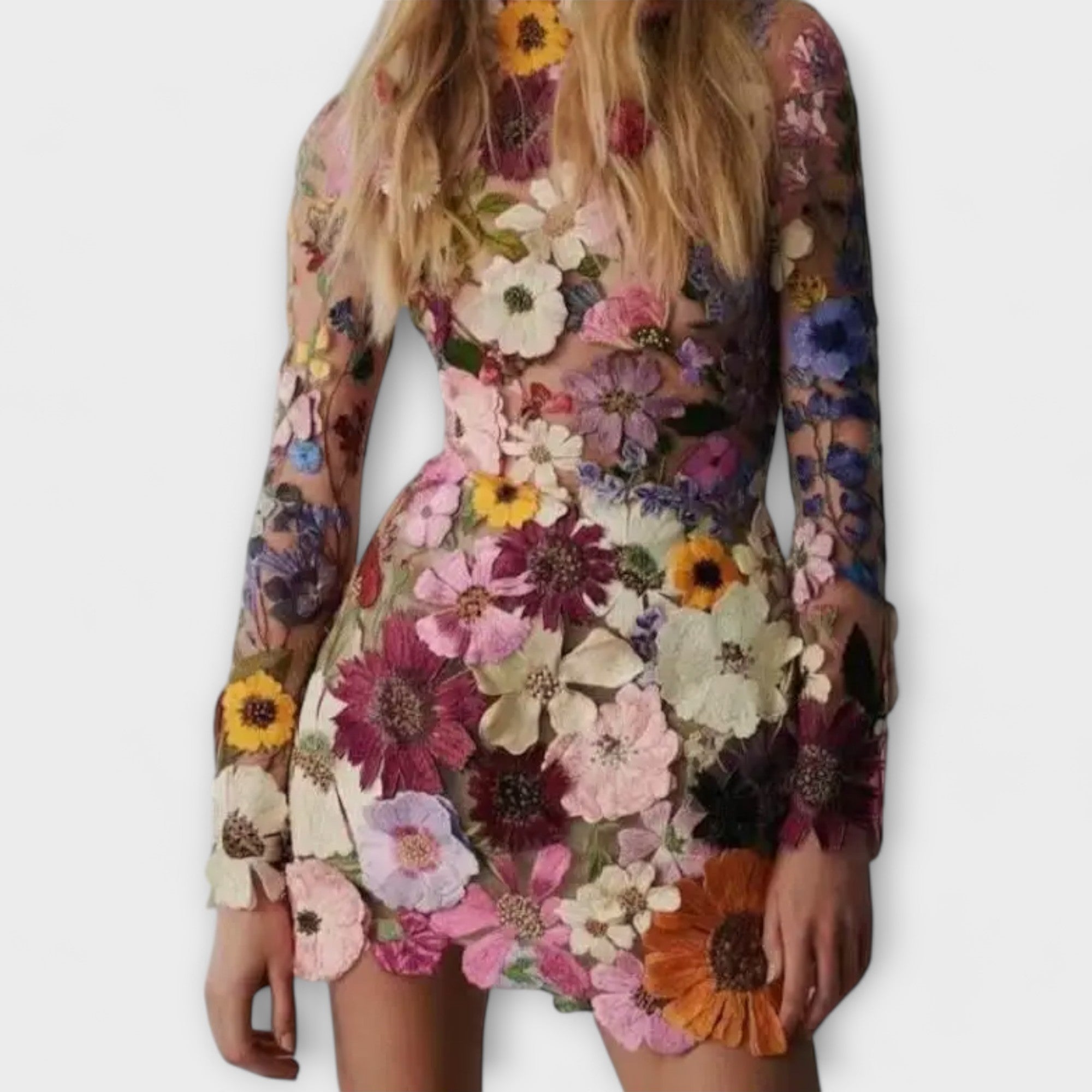 Dolores - Rochie cu model de flori 3D