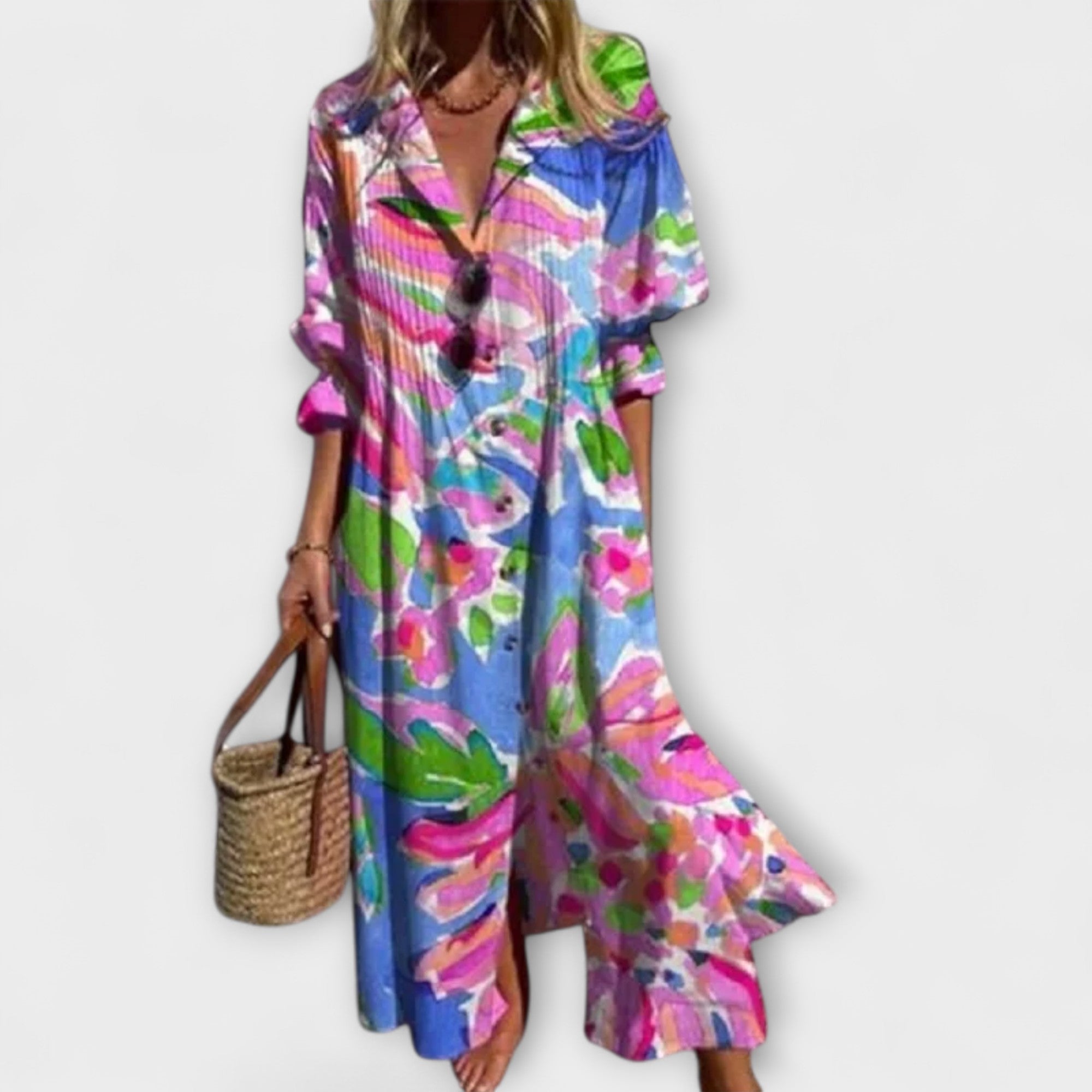 Lila - Rochie maxi flatantă cu acoperire pentru abdomen