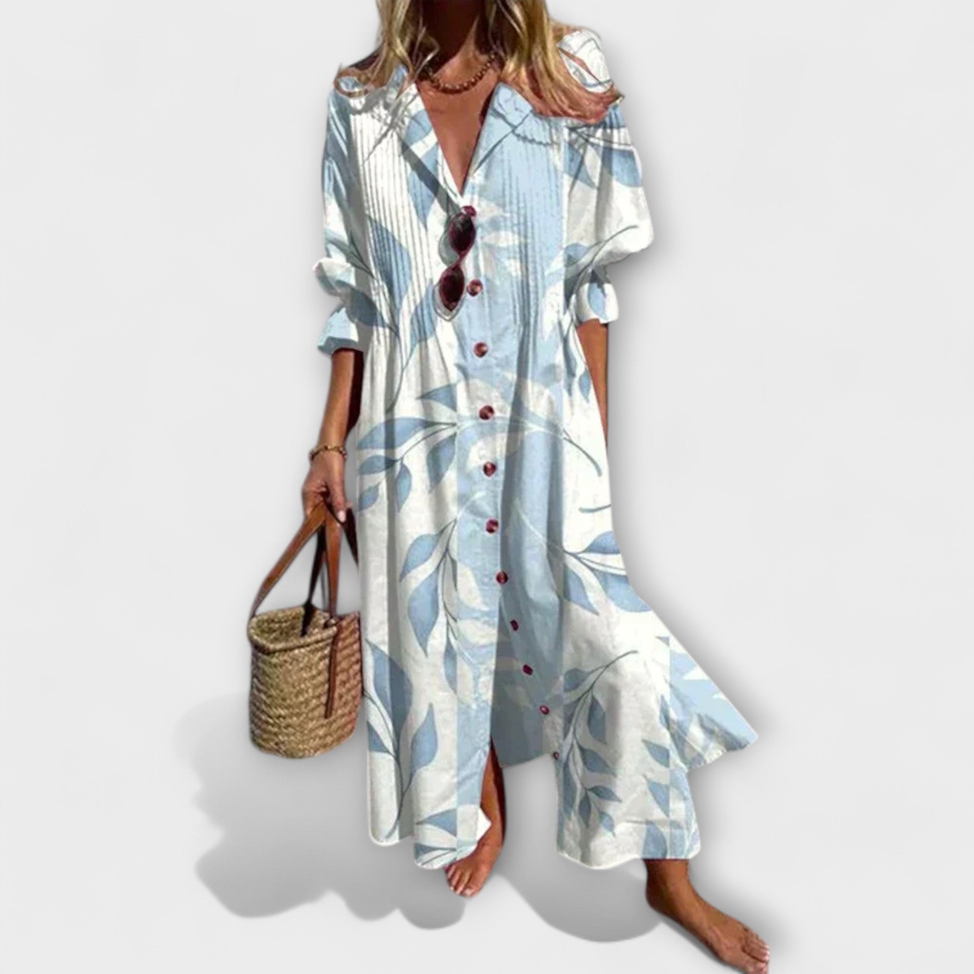 Lila - Rochie maxi flatantă cu acoperire pentru abdomen