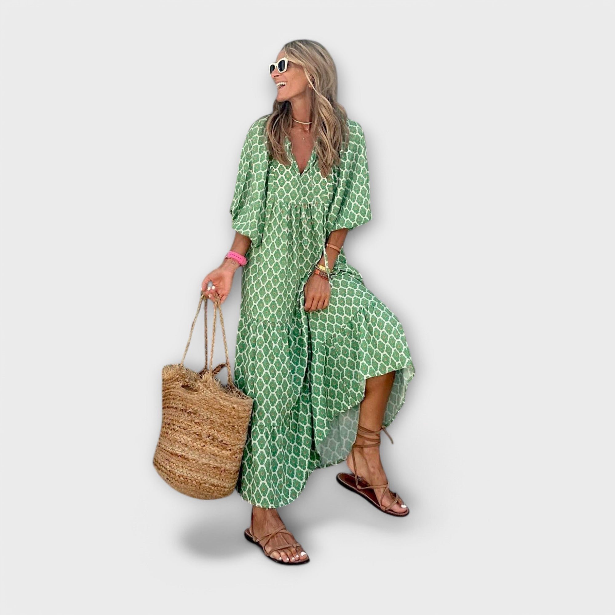 Rochie maxi geometrică elegantă