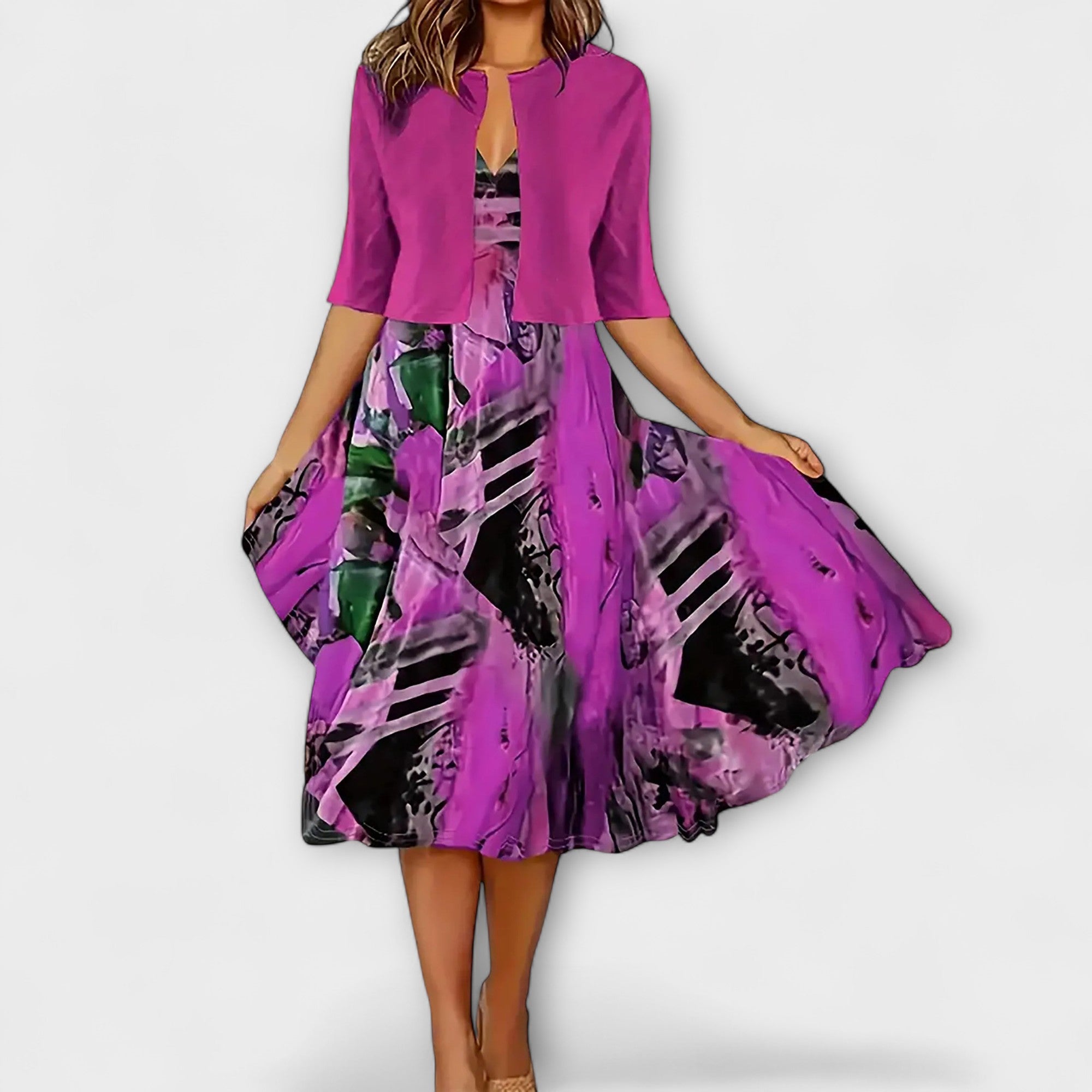 Rochie midi pentru dame cu blazer