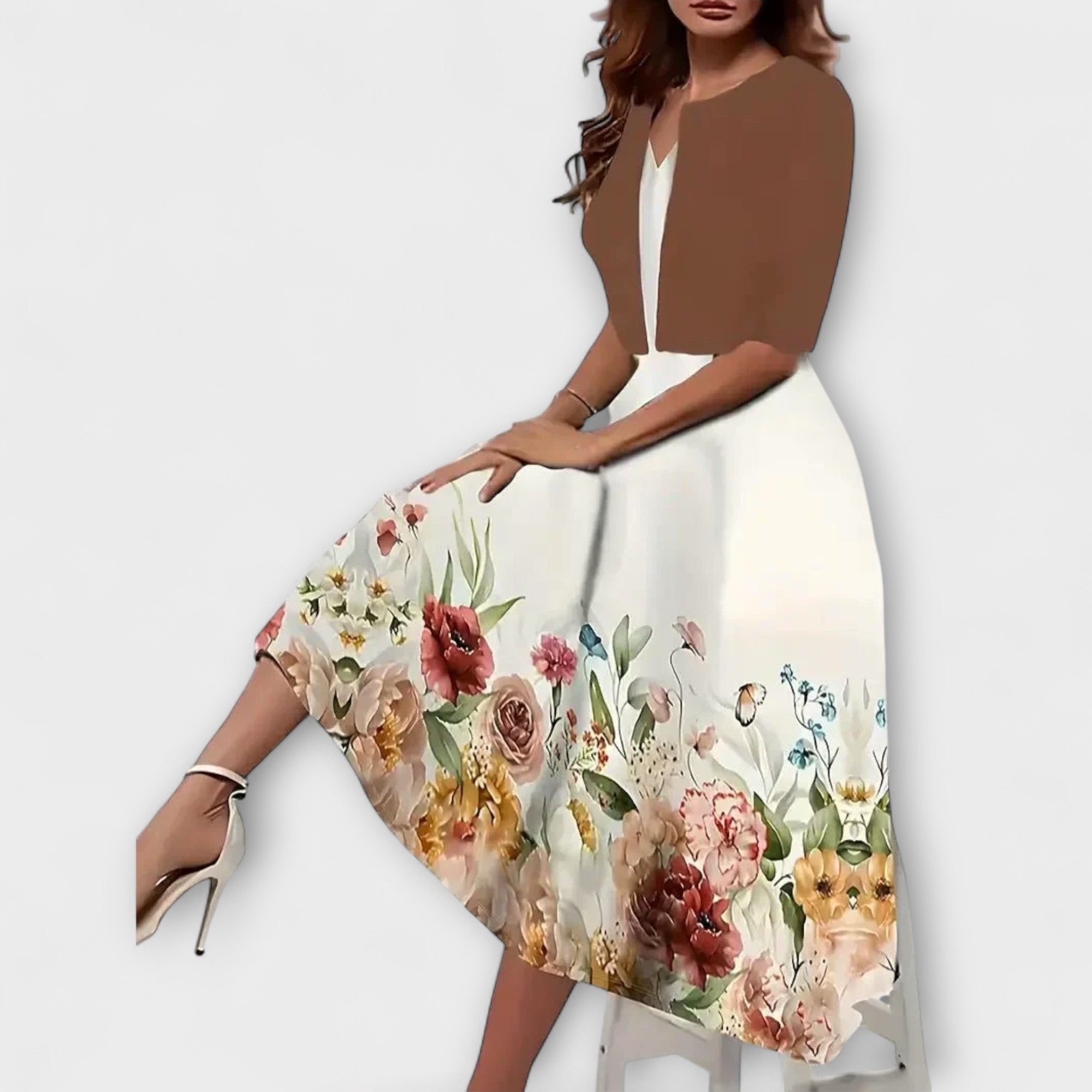 Rochie midi pentru dame cu blazer
