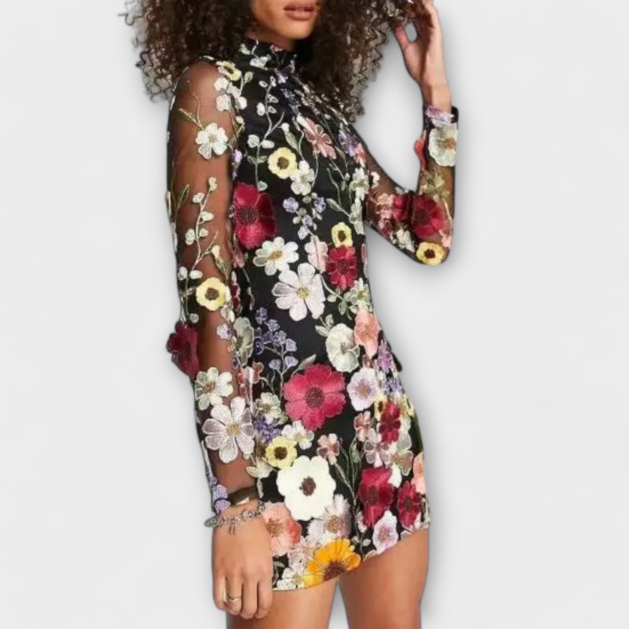 Dolores - Rochie cu model de flori 3D
