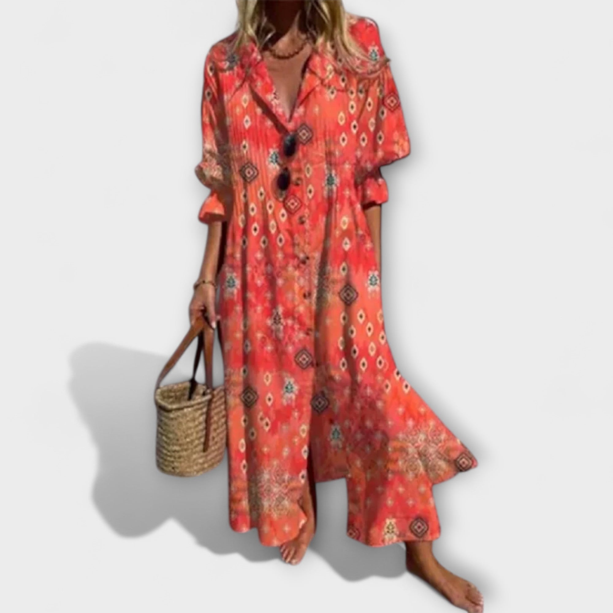 Lila - Rochie maxi flatantă cu acoperire pentru abdomen