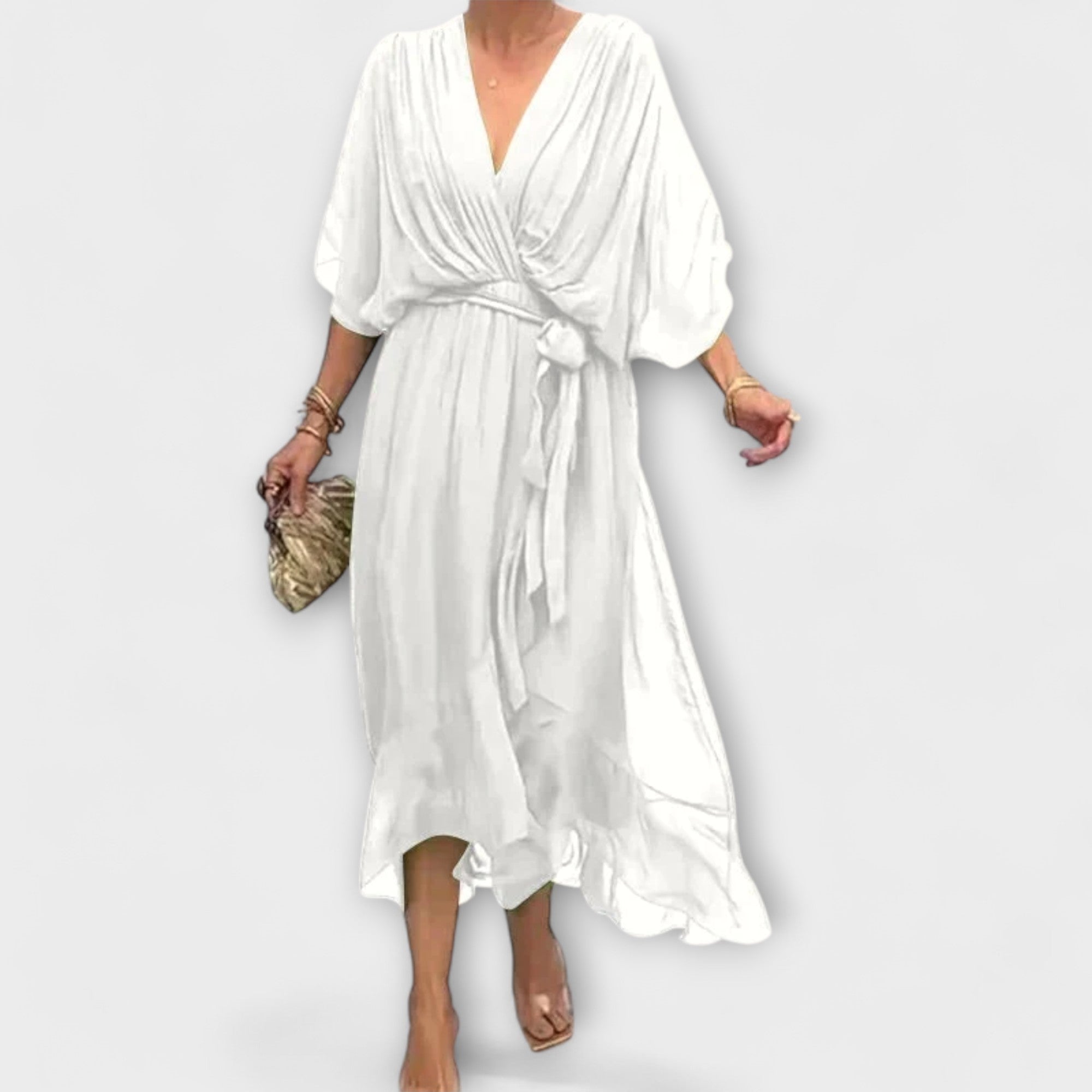 Amoura - Rochie din chiffon cu decolteu înV
