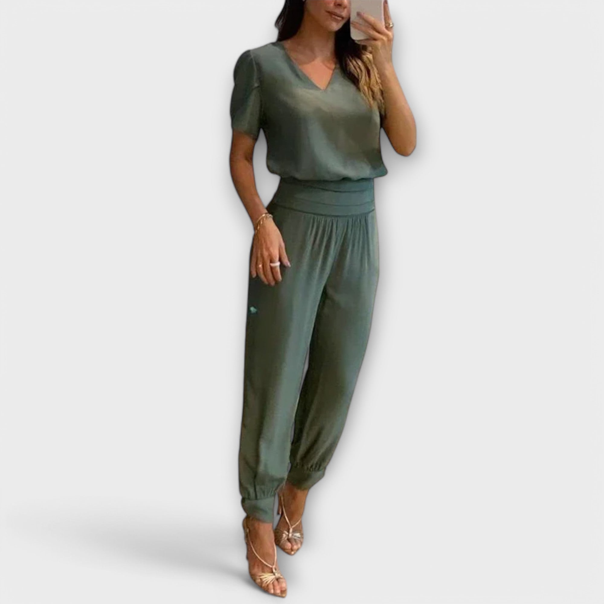 Set elegant Irmelin cu top și pantaloni