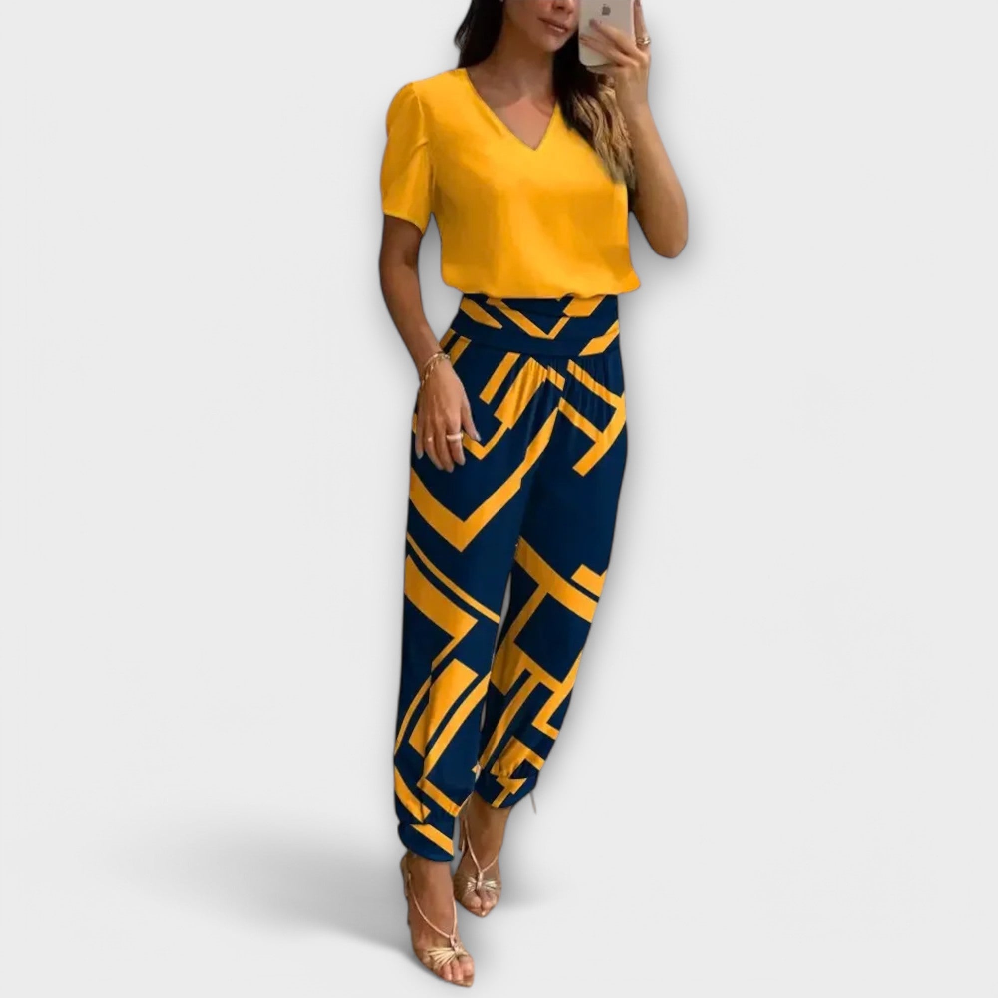 Set elegant Irmelin cu top și pantaloni