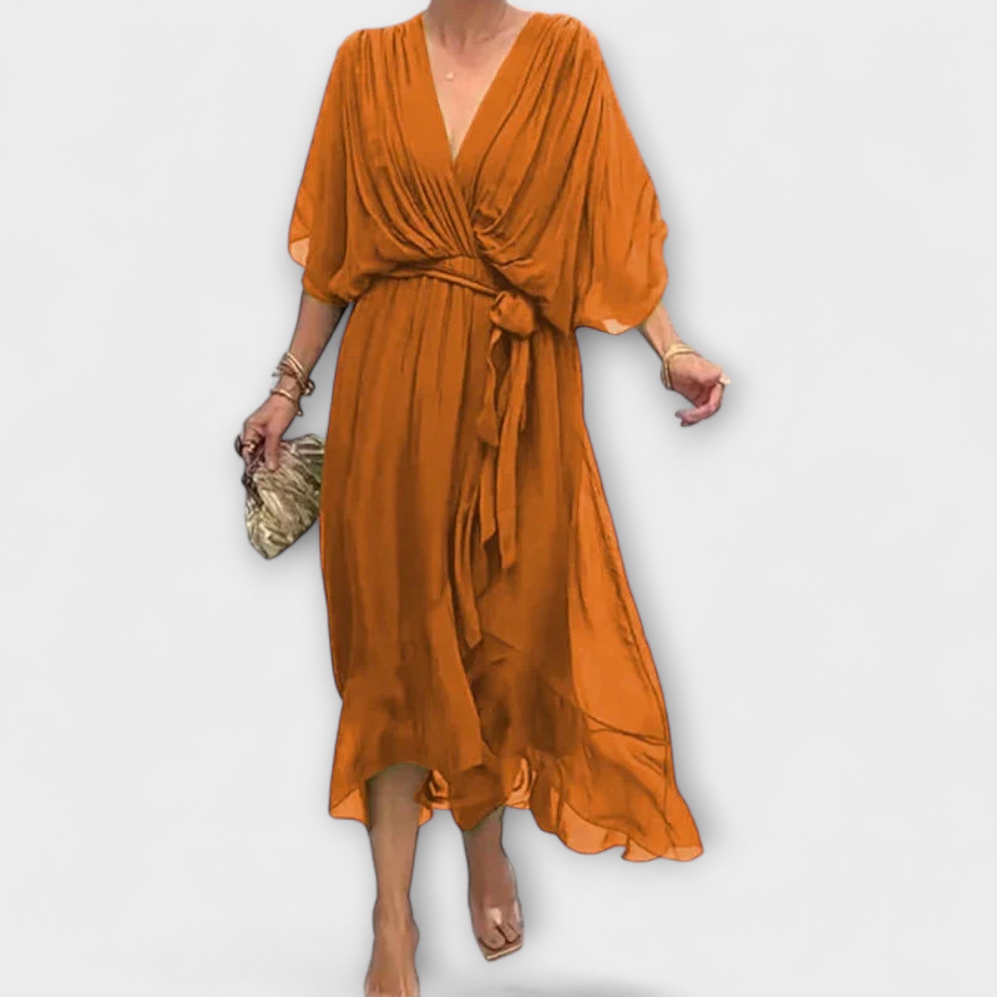 Amoura - Rochie din chiffon cu decolteu înV