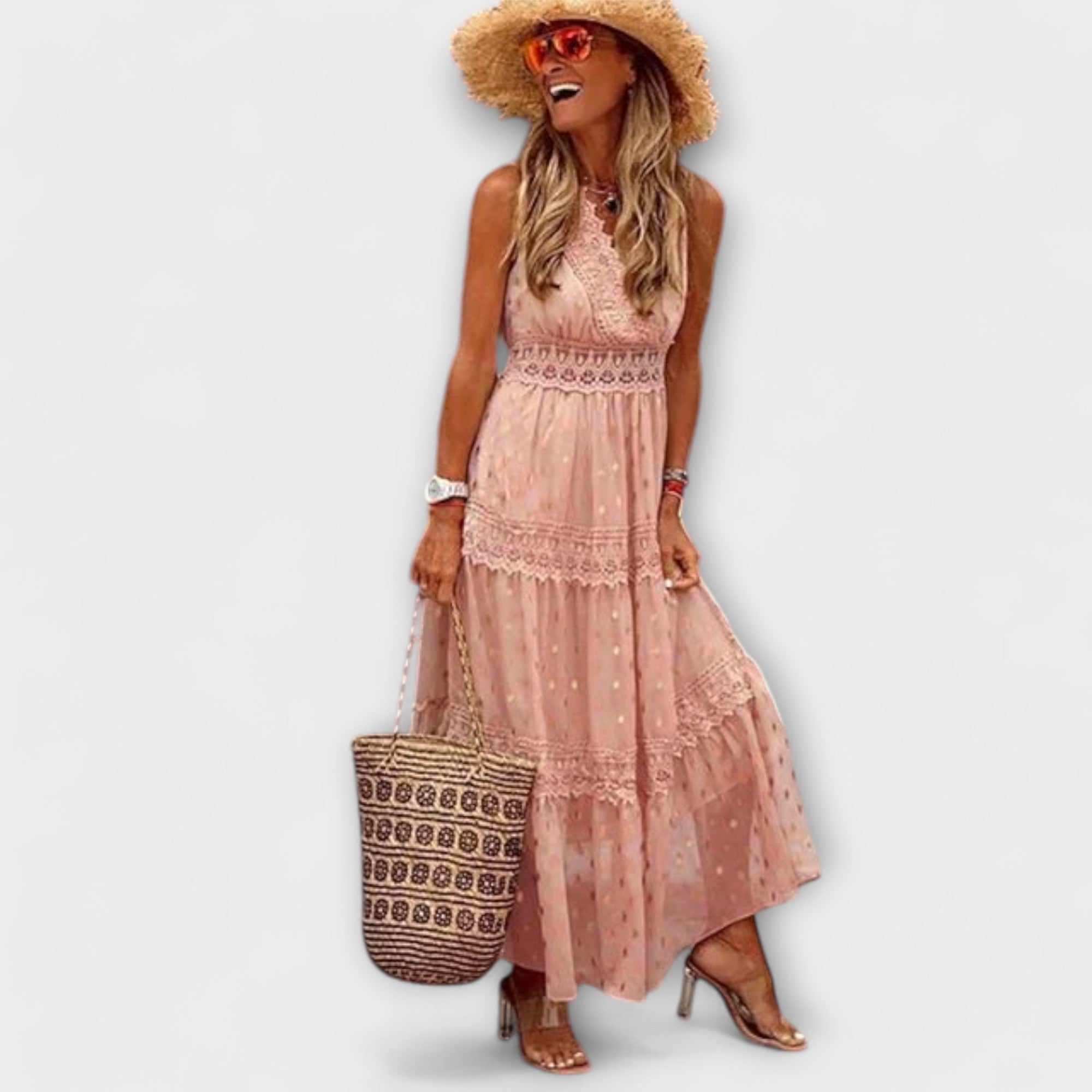 Lola - Rochie maxi cu dantelă boho