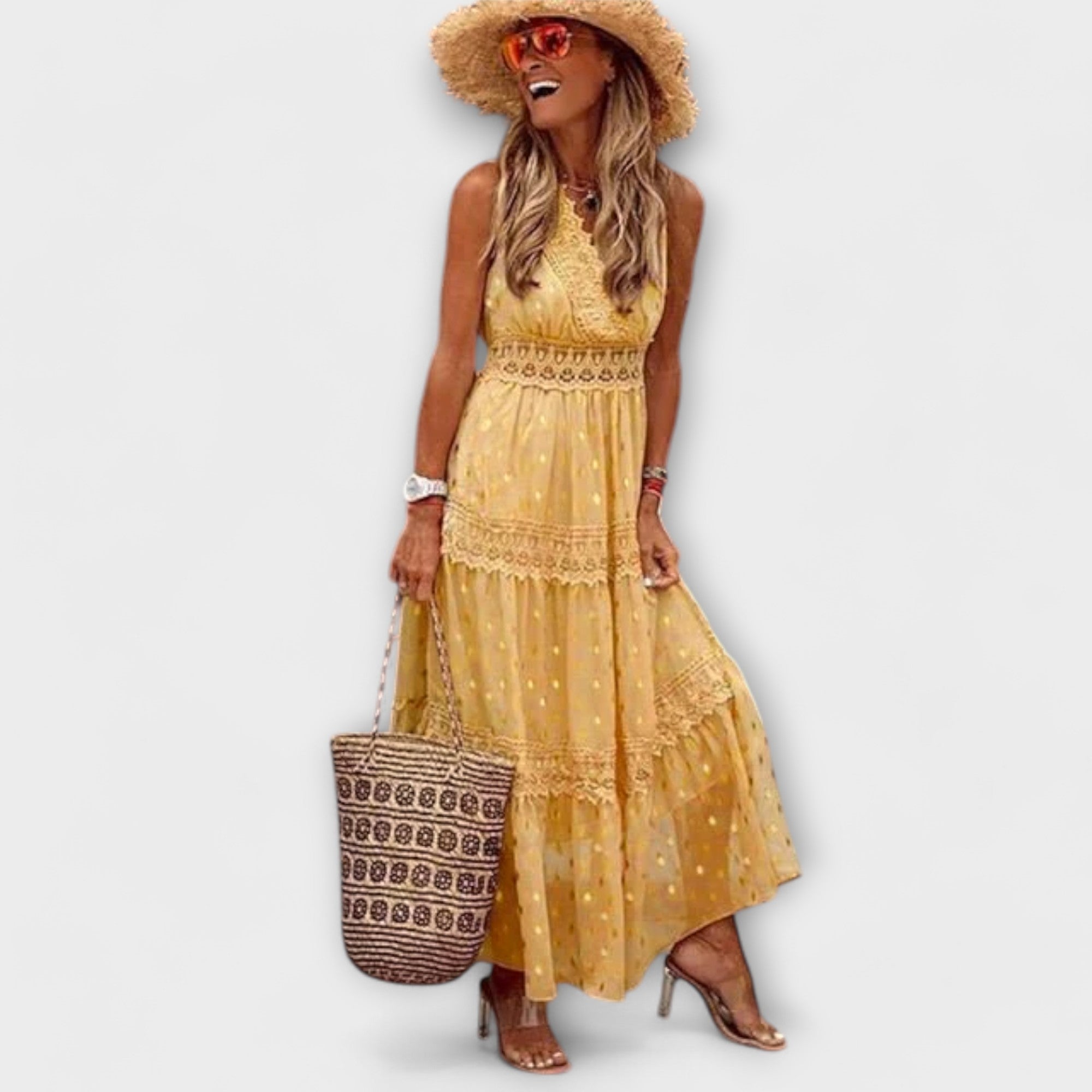Lola - Rochie maxi cu dantelă boho